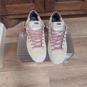 P448 White, Silver, Cream and Pink Women’s Sneakers